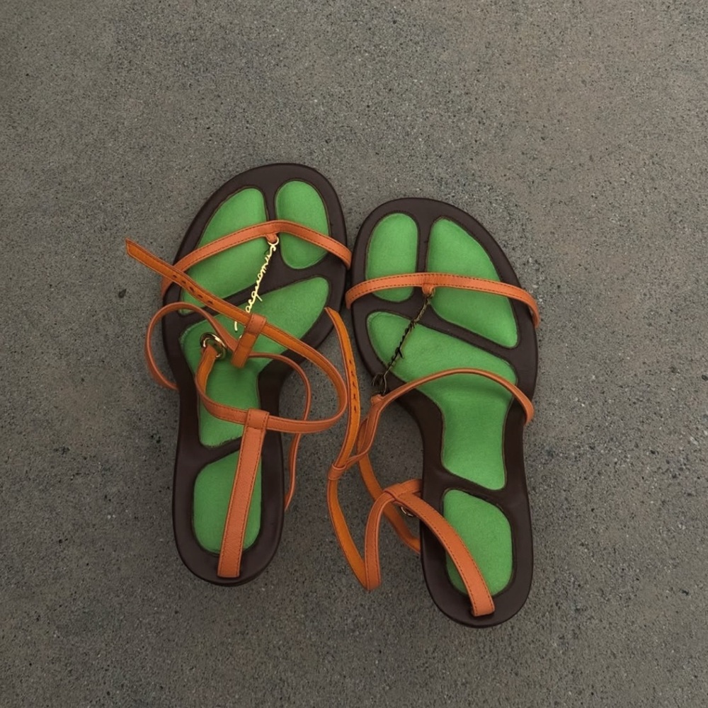 Almost new Green and Orange Strappy Sandals by Jacquemues